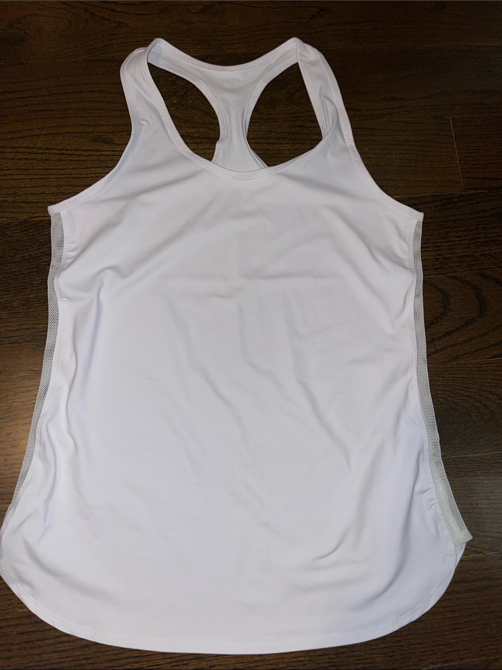 Fabletics White Racerback Mesh-Trim Tank Top